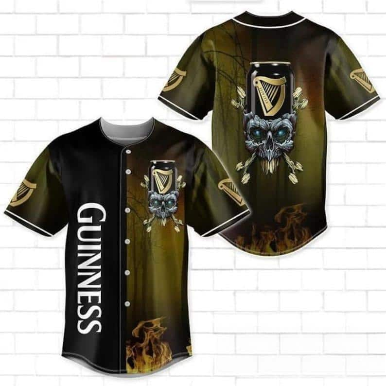 Cool Skull With Guinness Baseball Jersey Gift For Sport Lovers