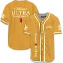 Michelob ULTRA Pure Gold Baseball Jersey White Striped Pattern With Gold Theme Unique Beer Lovers Gift Michelob ULTRA Pure Gold Baseball Jersey White Striped Pattern With Gold Theme Unique Beer Lovers Gift