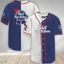 White And Blue Split Pabst Blue Ribbon Baseball Jersey Gift For Sport Lovers White And Blue Split Pabst Blue Ribbon Baseball Jersey Gift For Sport Lovers