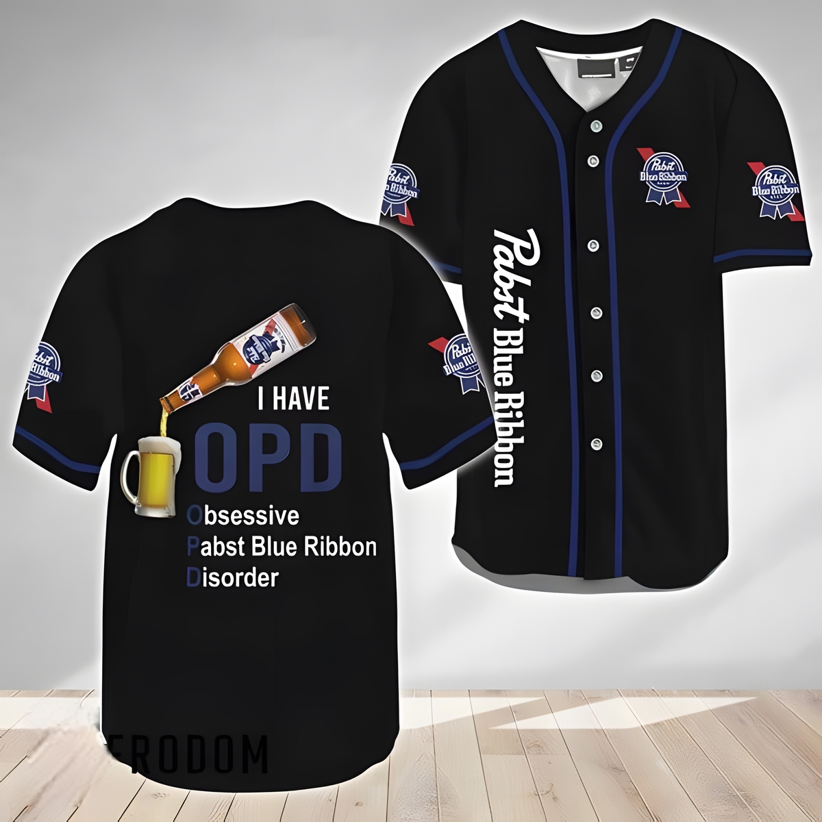 I Have OPD Obsessive Pabst Blue Ribbon Baseball Jersey Disorder Gift For Beer Lovers