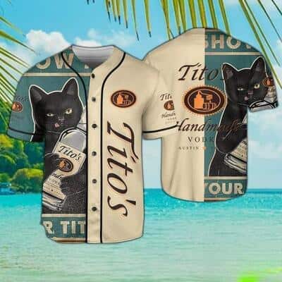 Retro Black Cat Loves Tito's Baseball Jersey Gift For Baseball Fans Retro Black Cat Loves Tito's Baseball Jersey Gift For Baseball Fans