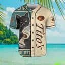 Retro Black Cat Loves Tito's Baseball Jersey Gift For Baseball Fans