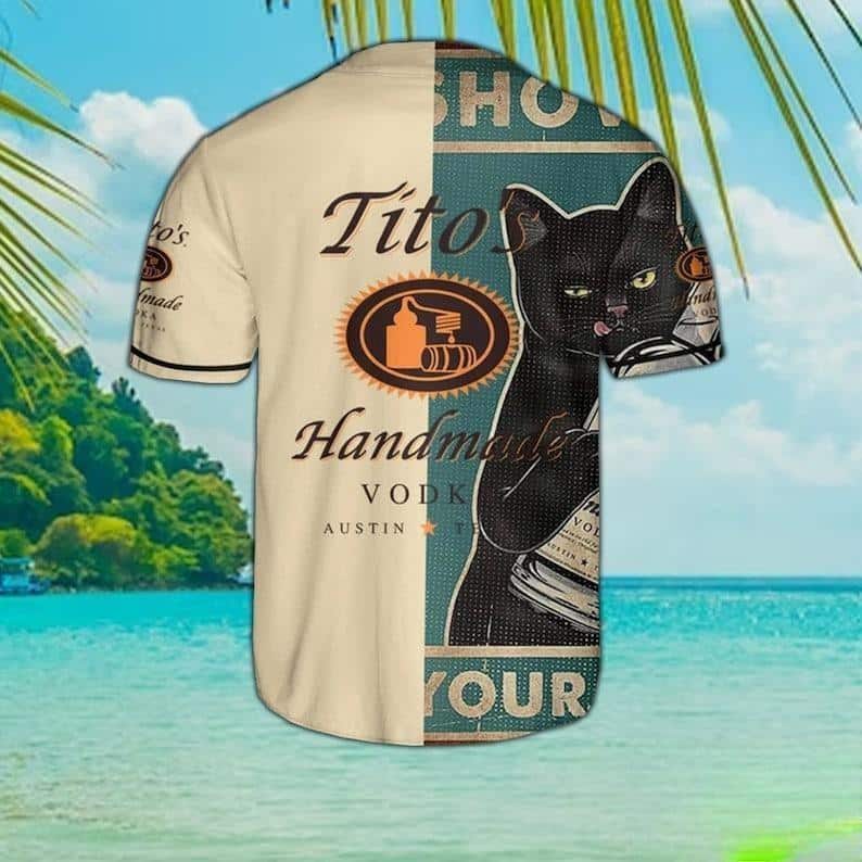 Retro Black Cat Loves Tito's Baseball Jersey Gift For Baseball Fans Retro Black Cat Loves Tito's Baseball Jersey Gift For Baseball Fans