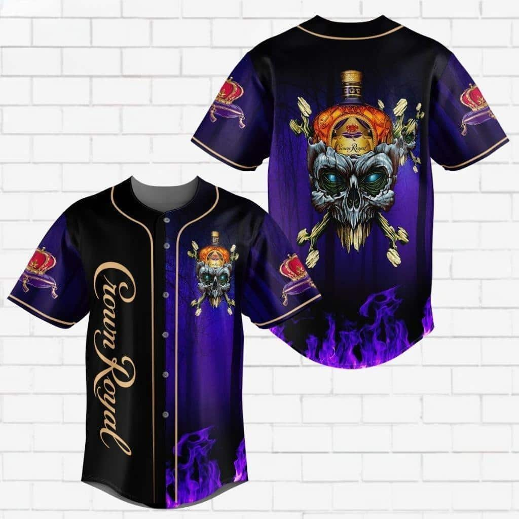 Crown Royal Baseball Jersey Skull Horror Gift For Whisky Lovers