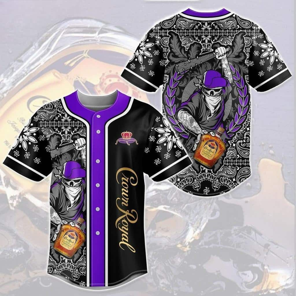 Crown Royal Baseball Jersey Swag Skull Print On Mandala Gift For Whisky Lovers