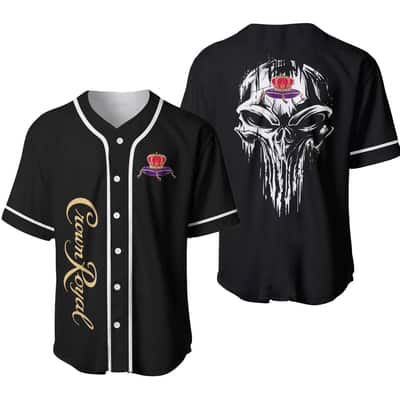 Black Crown Royal Baseball Jersey White Skull Gift For Sport Lovers Black Crown Royal Baseball Jersey White Skull Gift For Sport Lovers