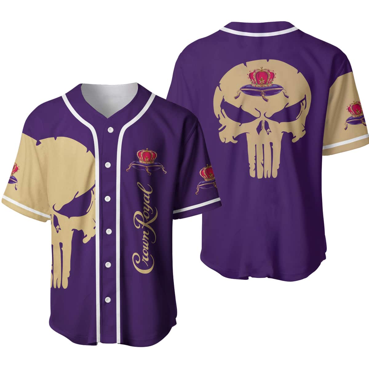 Skull Crown Royal Baseball Jersey Whisky Gift For Best Friend