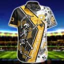 MLB Pittsburgh Pirates Hawaiian Shirt Funny Dancing Skeleton And Tropical Flora Pattern Hawaiian Beach Gift For Sport Dad Aloha