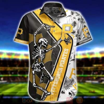 MLB Pittsburgh Pirates Hawaiian Shirt Funny Dancing Skeleton And Tropical Flora Pattern Hawaiian Beach Gift For Sport Dad Aloha MLB Pittsburgh Pirates Hawaiian Shirt Funny Dancing Skeleton And Tropical Flora Pattern Hawaiian Beach Gift For Sport Dad Aloha
