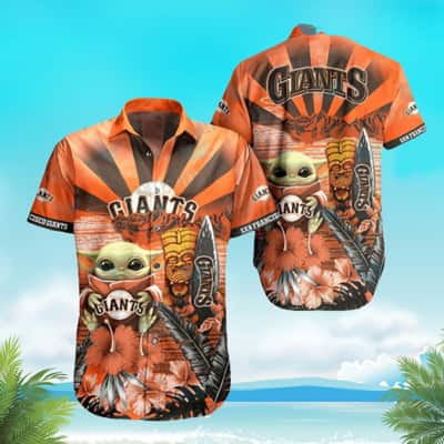 MLB San Francisco Giants Hawaiian Shirt Baby Yoda Star Wars Classic Hawaiian Sculpture And Attractive Flora Pattern Beach Gift