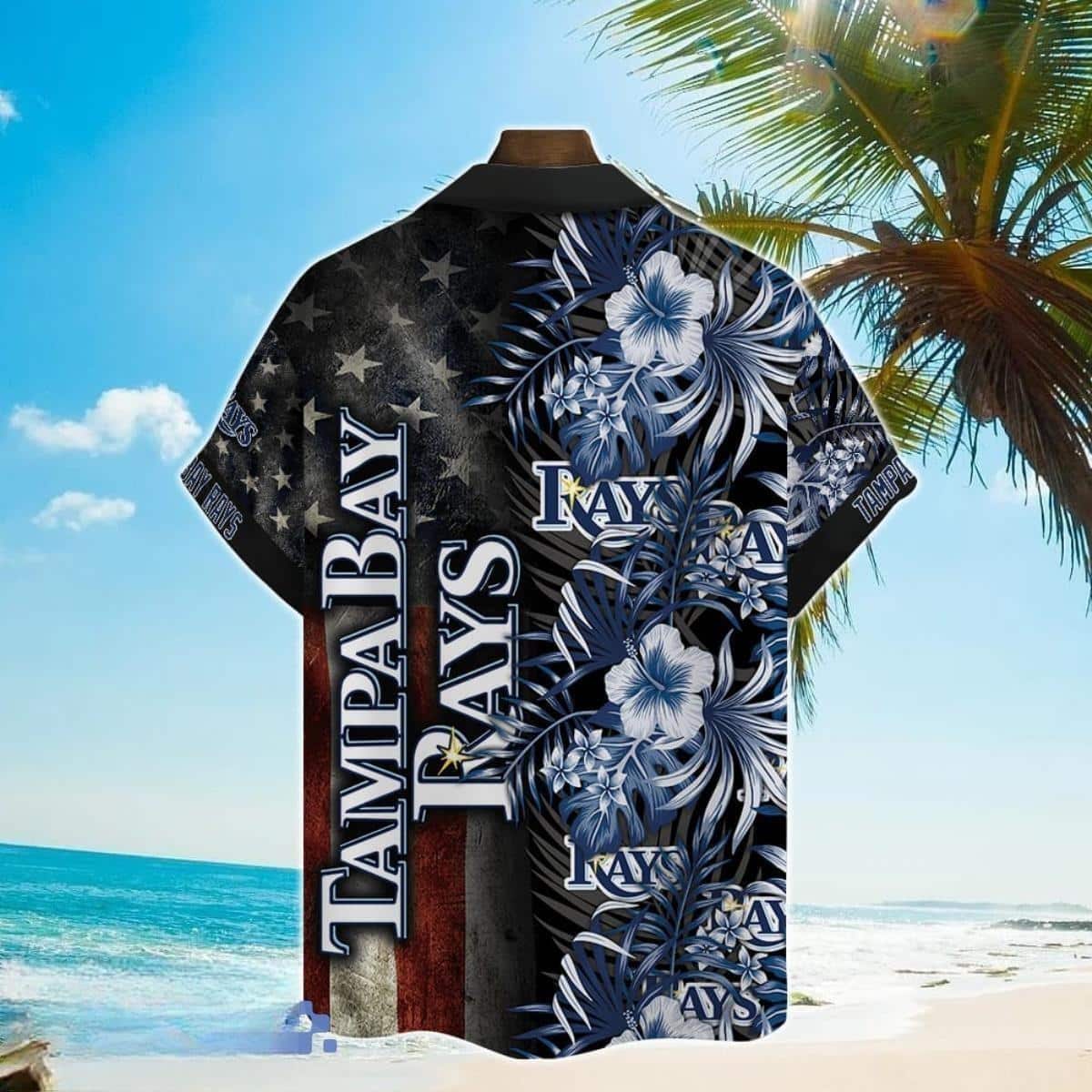 MLB Tampa Bay Rays Hawaiian Shirt Tropical Hibiscus With American Flag Unique Gift For Summer Lovers MLB Tampa Bay Rays Hawaiian Shirt Tropical Hibiscus With American Flag Unique Gift For Summer Lovers