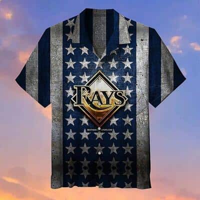Striped Aloha MLB Tampa Bay Rays Hawaiian Shirt Creative American Flag Baseball Fans Gift Striped Aloha MLB Tampa Bay Rays Hawaiian Shirt Creative American Flag Baseball Fans Gift
