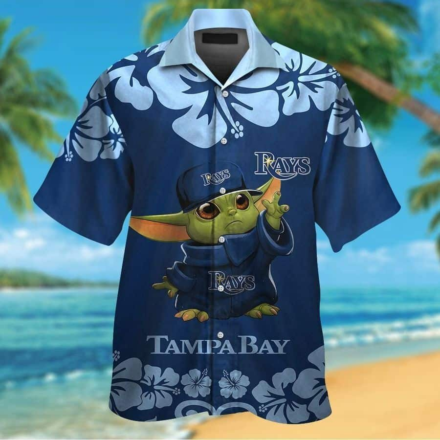 Baby Yoda Star Wars With MLB Tampa Bay Rays Hawaiian Shirt Flowers Gift For Summer Vacation