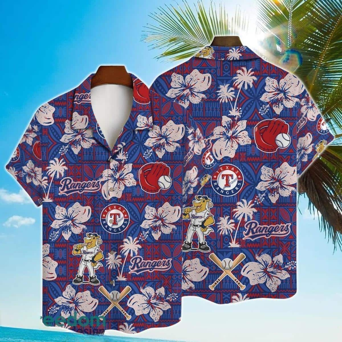 MLB Texas Rangers Hawaiian Shirt Vintage Aloha Hibiscus Flora Summer Gift