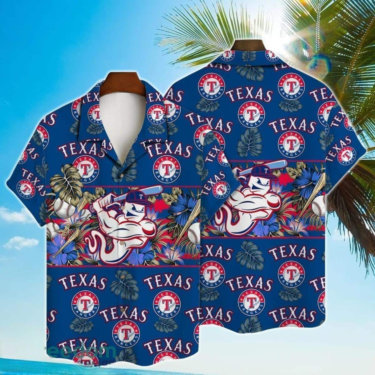 MLB Texas Rangers Hawaiian Shirt Aloha Mascot Trendy Summer Vacation Gift