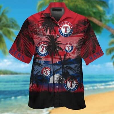 MLB Texas Rangers Hawaiian Shirt Vintage Sunset Beach Lovers Gift MLB Texas Rangers Hawaiian Shirt Vintage Sunset Beach Lovers Gift