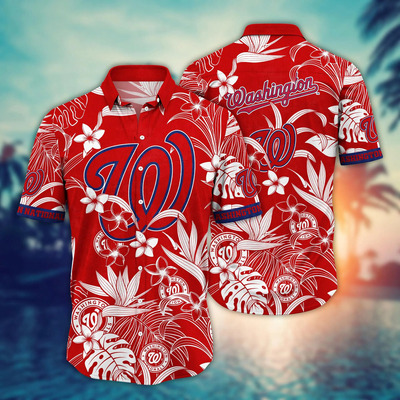 MLB Washington Nationals Hawaiian Shirt Tropical Flower Aloha Summer Lovers Gift