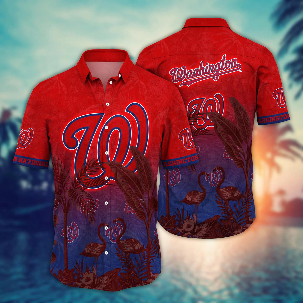 MLB Washington Nationals Hawaiian Shirt Aloha Flamingo Summer Lovers Gift