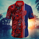 MLB Washington Nationals Hawaiian Shirt Red Aloha Flower Summer Vacation Gift