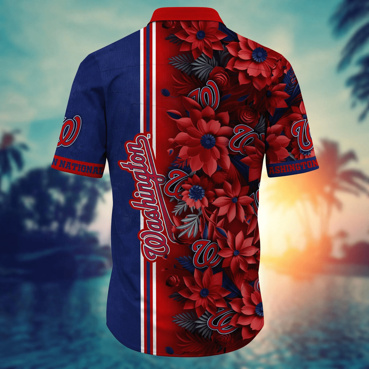 MLB Washington Nationals Hawaiian Shirt Red Aloha Flower Summer Vacation Gift MLB Washington Nationals Hawaiian Shirt Red Aloha Flower Summer Vacation Gift