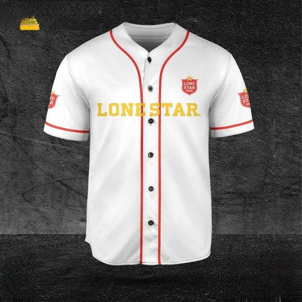 White Lone Star Baseball Jersey Sports Gift For Beer Drinkers White Lone Star Baseball Jersey Sports Gift For Beer Drinkers