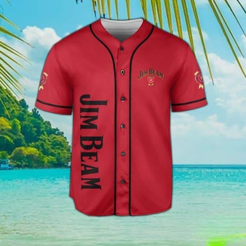 Red Jim Beam Baseball Jersey Gift For Sporty Lovers Red Jim Beam Baseball Jersey Gift For Sporty Lovers