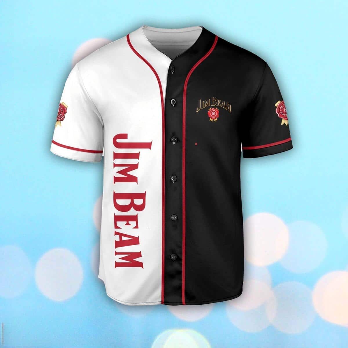 Jim Beam Baseball Jersey Black And White Split Gift For Whiskey Lovers Jim Beam Baseball Jersey Black And White Split Gift For Whiskey Lovers