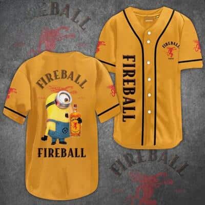 Fireball Baseball Jersey Cute Minion Gift For Whisky Lovers Fireball Baseball Jersey Cute Minion Gift For Whisky Lovers