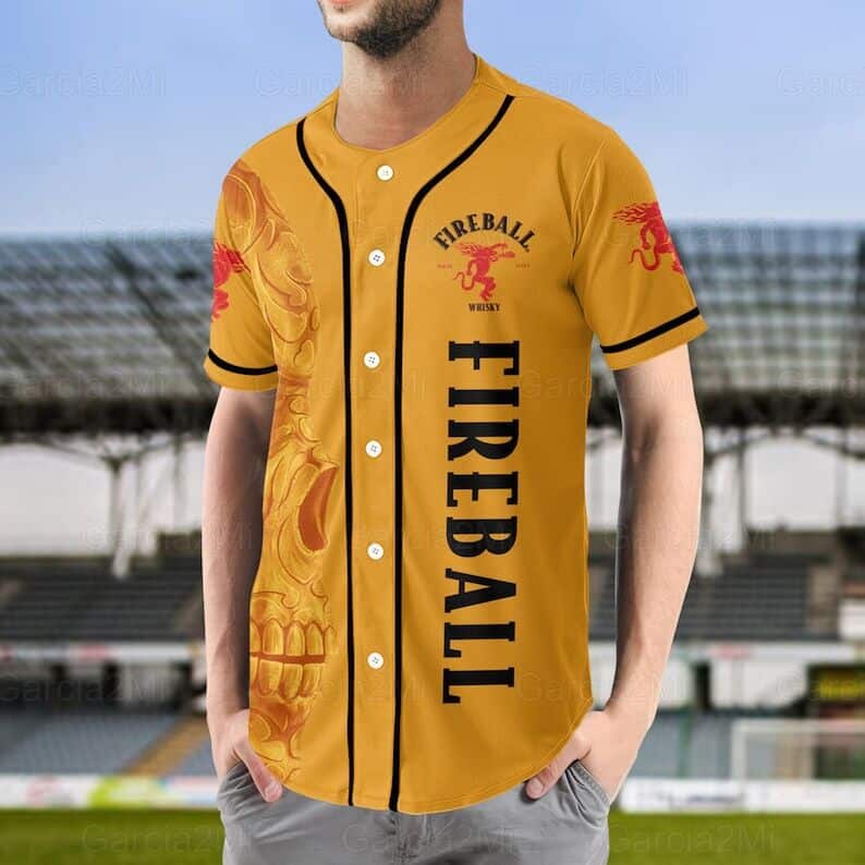 Fireball Baseball Jersey With Cool Skull Whisky Lovers Gift Fireball Baseball Jersey With Cool Skull Whisky Lovers Gift