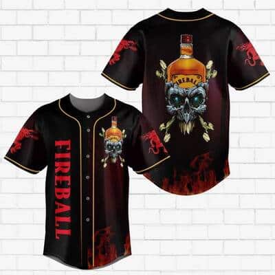 Horror Fireball Baseball Jersey Skull Fire Gift For Sports Fans