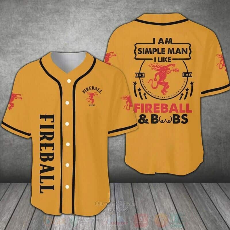I Am Simple Man I Like Fireball Baseball Jersey & Boobs Gift For Sporty Lovers