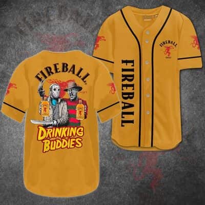 Drinking Buddies Fireball Baseball Jersey Jason Voorhees And Freddy Krueger Gift For Friends Drinking Buddies Fireball Baseball Jersey Jason Voorhees And Freddy Krueger Gift For Friends