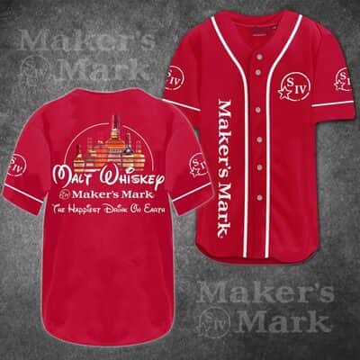 Red Maker's Mark Baseball Jersey Malt Whiskey The Happiest Drink On Earth Gift For Whiskey Lovers Red Maker's Mark Baseball Jersey Malt Whiskey The Happiest Drink On Earth Gift For Whiskey Lovers