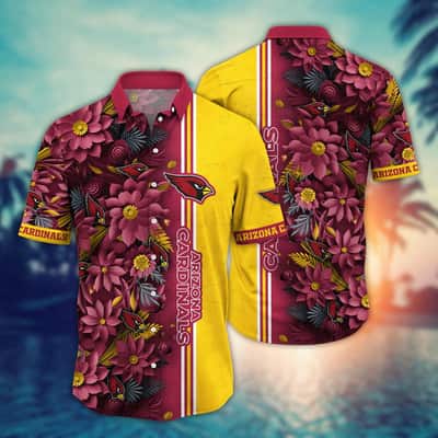 NFL Arizona Cardinals Hawaiian Shirt Abstract Flowers Gift For Cool Grandpa