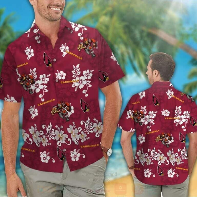 NFL Arizona Cardinals Hawaiian Shirt White Hibiscus Flora Gift For New Dad