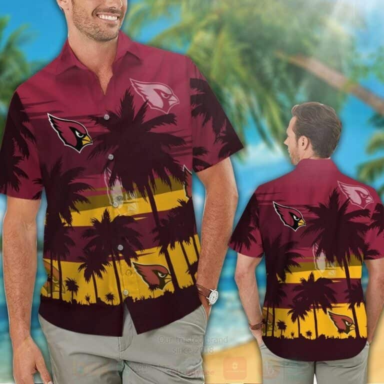 Vintage Aloha NFL Arizona Cardinals Hawaiian Shirt Palm Trees Gift For Dad From Daughter