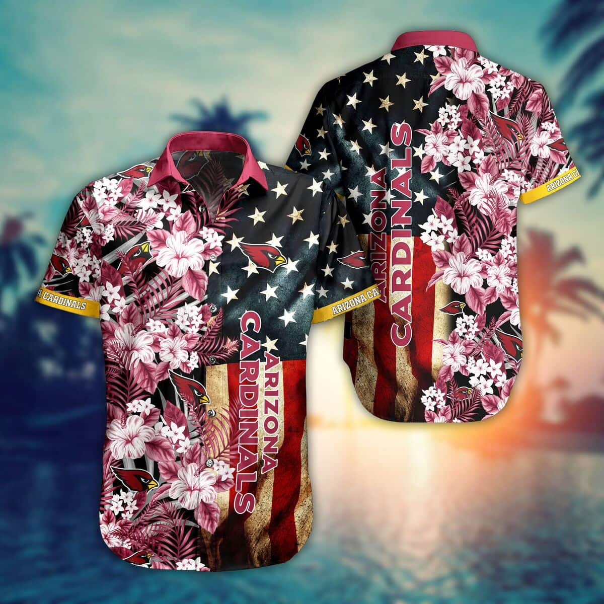 NFL Arizona Cardinals Hawaiian Shirt US Flag Gift For Great Dad