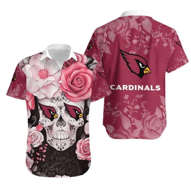 NFL Arizona Cardinals Hawaiian Shirt Unique Rose Skull Cool Gift For Dad NFL Arizona Cardinals Hawaiian Shirt Unique Rose Skull Cool Gift For Dad