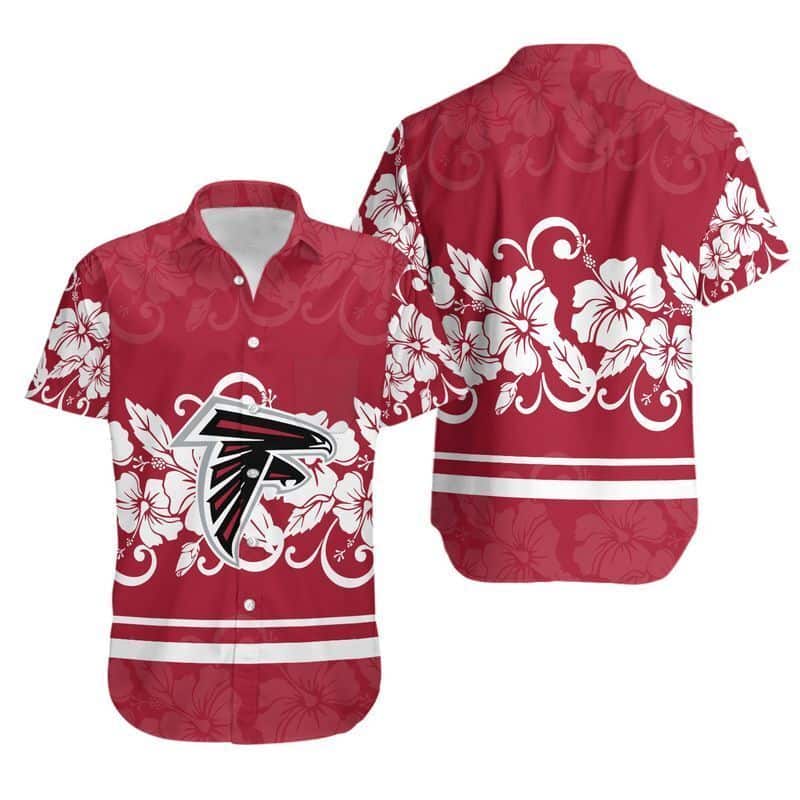 NFL Atlanta Falcons Hawaiian Shirt White Hibiscus Flowers Beach Lovers Gift NFL Atlanta Falcons Hawaiian Shirt White Hibiscus Flowers Beach Lovers Gift