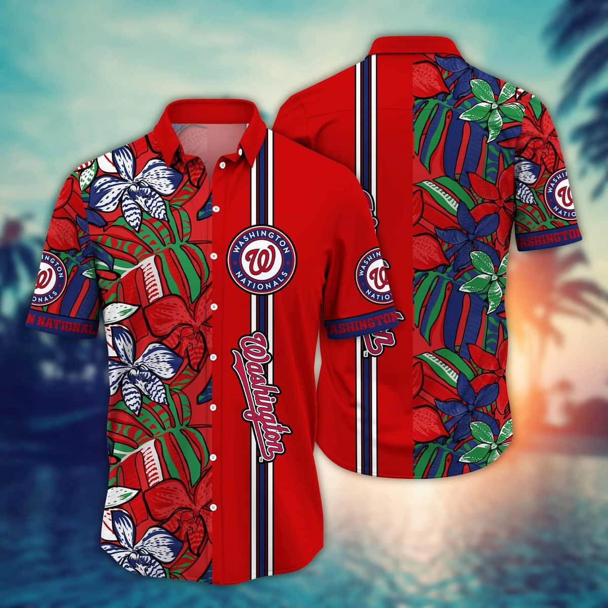 Red Aloha MLB Washington Nationals Hawaiian Shirt Tropical Plants Summer Beach Gift For Friend