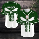 Retro Beck's Baseball Jersey White Skull Gift For Sporty Boyfriend Retro Beck's Baseball Jersey White Skull Gift For Sporty Boyfriend