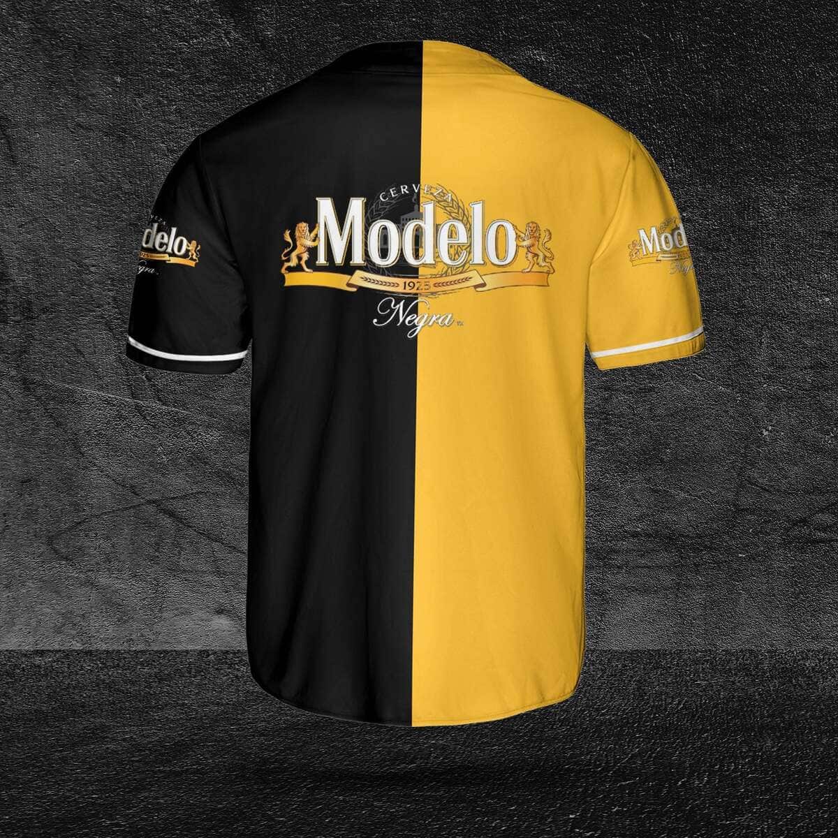 Yellow And Black Split Negra Modelo Baseball Jersey Gift For Beer Lovers Yellow And Black Split Negra Modelo Baseball Jersey Gift For Beer Lovers