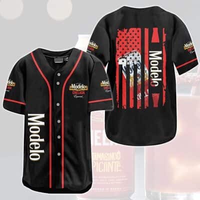 Black Modelo Baseball Jersey US Flag Gift For Beer Lovers