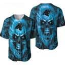 NFL Carolina Panthers Baseball Jersey Blue Skull In Flame And Smoke Gift For Fans NFL Carolina Panthers Baseball Jersey Blue Skull In Flame And Smoke Gift For Fans