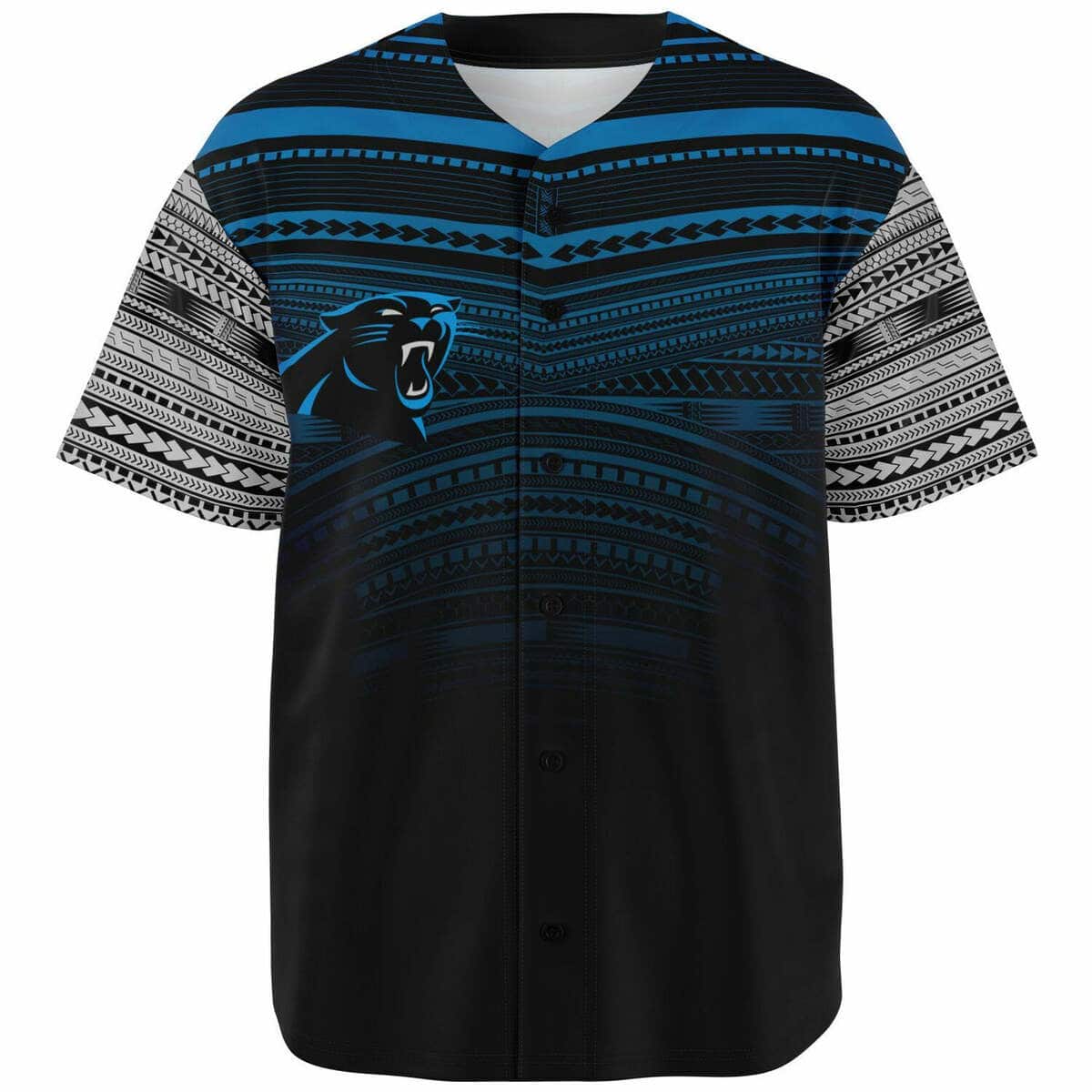 Polynesian NFL Carolina Panthers Baseball Jersey Black Blue White Gift For Crazy Fans