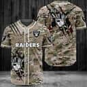 Camouflage Las Vegas Raiders Baseball Jersey Gift For NFL Fans Camouflage Las Vegas Raiders Baseball Jersey Gift For NFL Fans