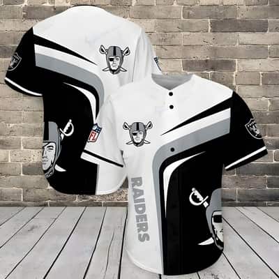 White And Black Las Vegas Raiders Baseball Jersey Gift For NFL Fans White And Black Las Vegas Raiders Baseball Jersey Gift For NFL Fans