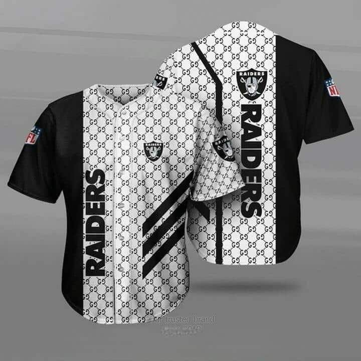 NFL Las Vegas Raiders Baseball Jersey Gucci Parody Gift For Sporty Fans