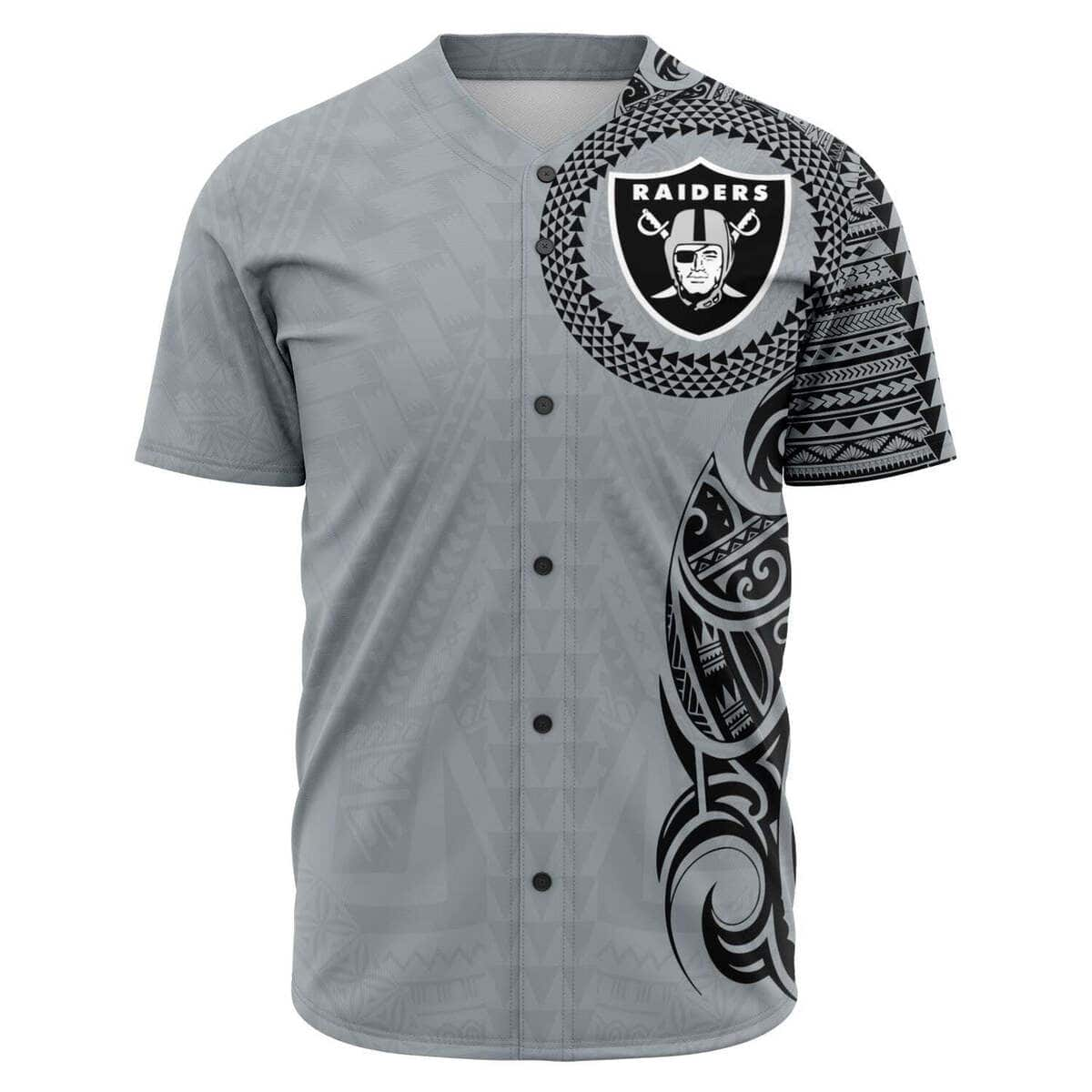 Polynesian Gray Las Vegas Raiders Baseball Jersey Gift For NFL Fans