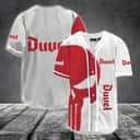 White Duvel Baseball Jersey And Red Skull Gift For Beer Lovers White Duvel Baseball Jersey And Red Skull Gift For Beer Lovers